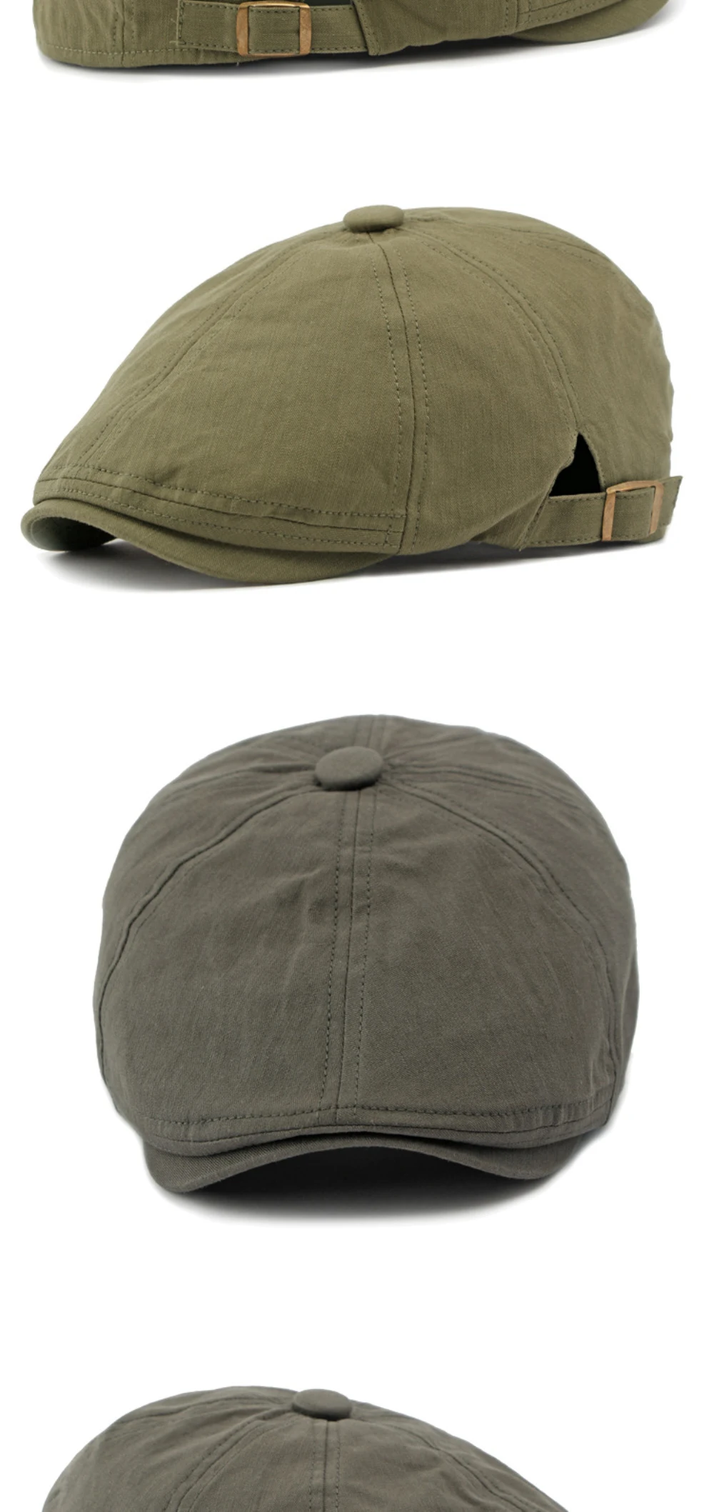 HT4384 Baskenmützen für Herren und Damen, Retro-Künstlermütze, Verstellbare Einfarbige Ivy-Flat-Oktagonale Kappe, Baumwoll-Baskenmützen für Männer und Frauen – Detail 5