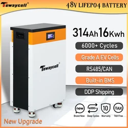 Tewaycell 51.2V 314Ah 16KWh Lifepo4 Battery 48V 15KWh Pack Powerwall Built-in BMS ESS Home Energy Solar Storage System EU NO TAX