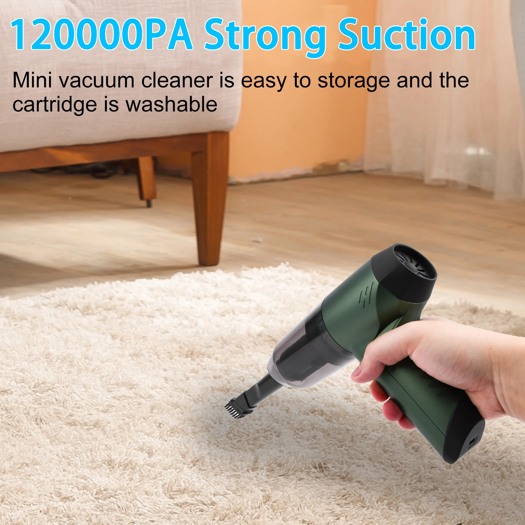 120000PA Wireless Handheld Car Vacuum Cleaner Ultra Strong and High Power For Car Home Cleaning Portable Auto Vacuum Cleaner