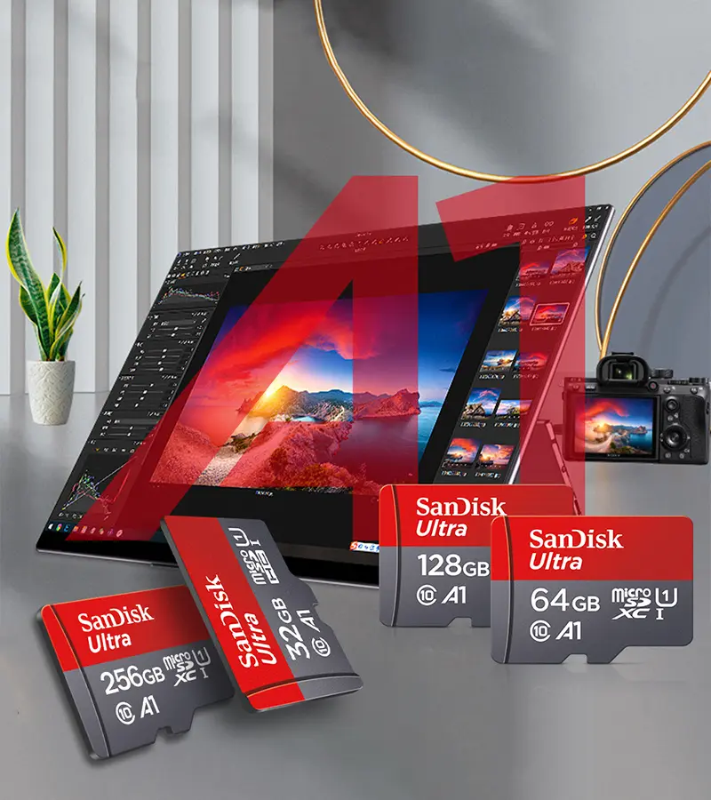 بطاقة ذاكرة Sandisk أصلية 256 جيجابايت/128 جيجابايت/64 جيجابايت/32 جيجابايت TF micro sd card Class 10 UHS-1 للهاتف الذكي والكمبيوتر - 5