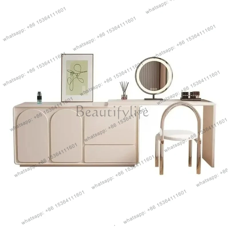 SSSLXCream wind bedside dresser chest cabinet integrated bedroom TV cabinet makeup table