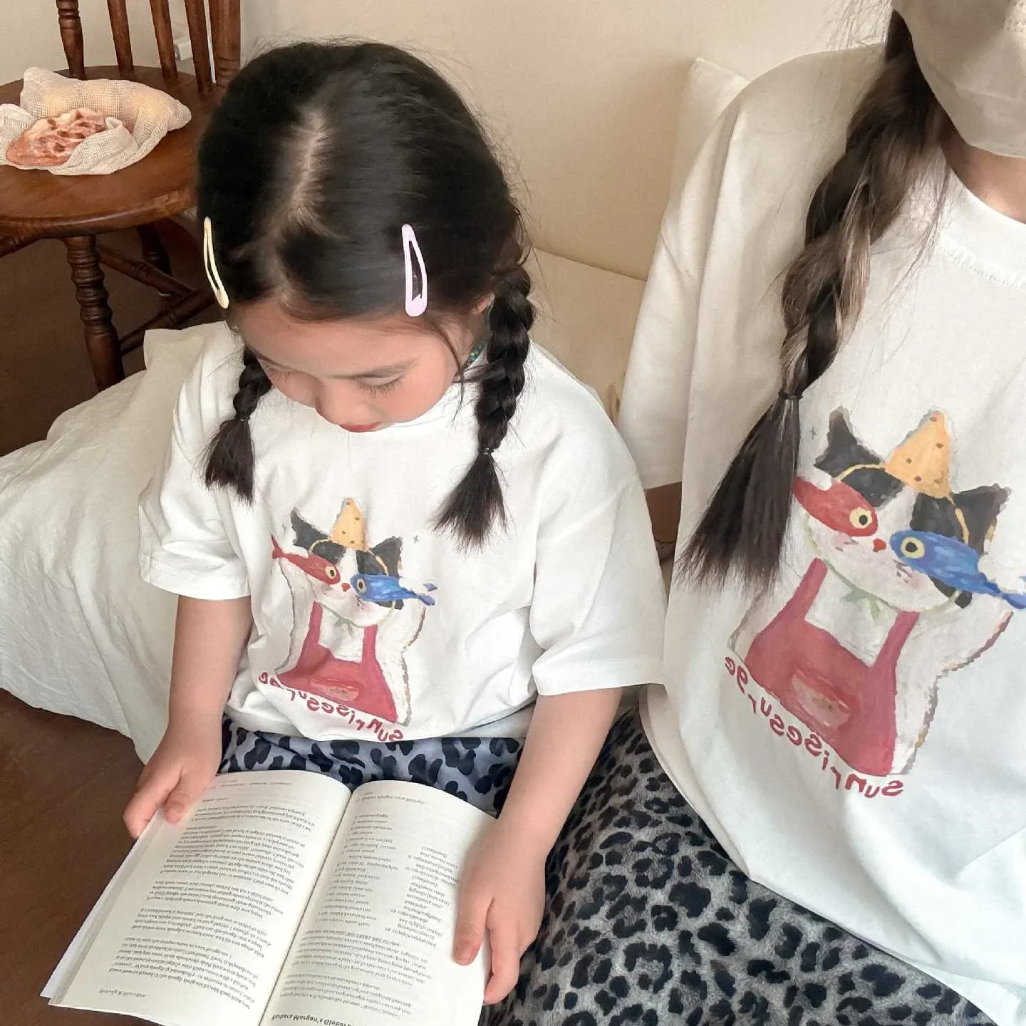 2026 Summer Mommy and Me Matching Art Print Tee Family Outfit Casual Short Sleeve Cotton Top for Mom Dad Daughter Son