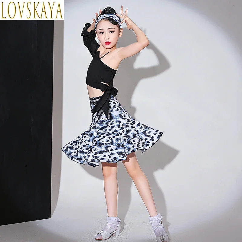 

Girls' children's Latin dance dress short sleeved dance hall competition practice solid tango stage performance costumes