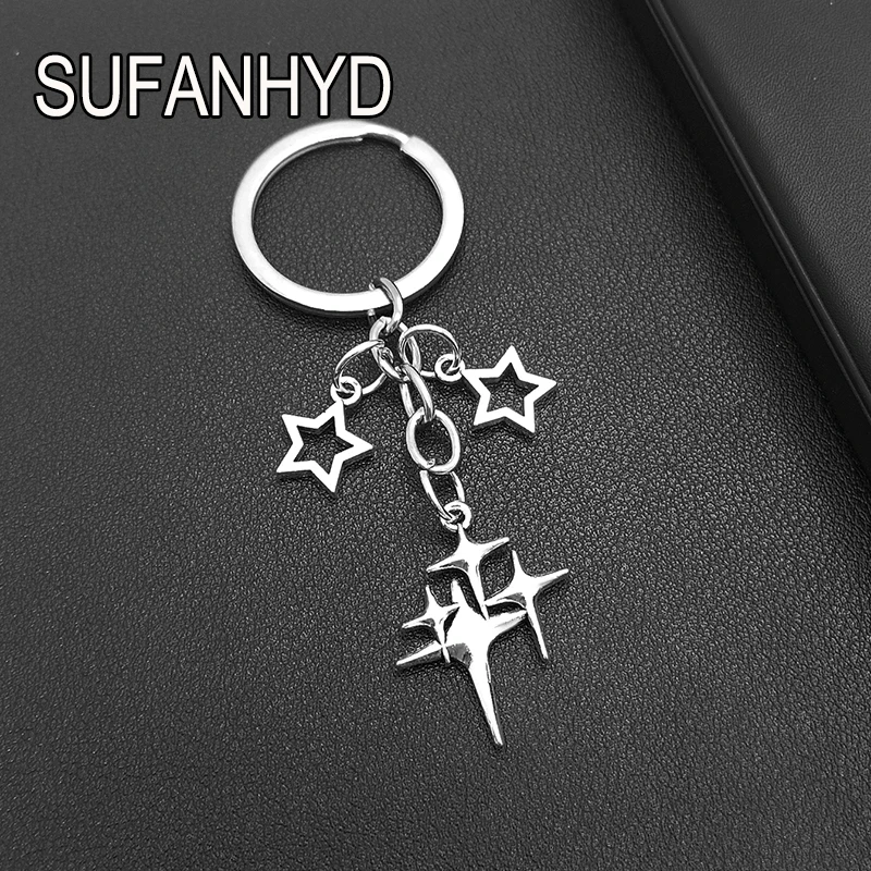 New Creative Star Keychains for Women Y2K Keychains Stars Moon Metal Key Rings for Women Men Friendship Gift