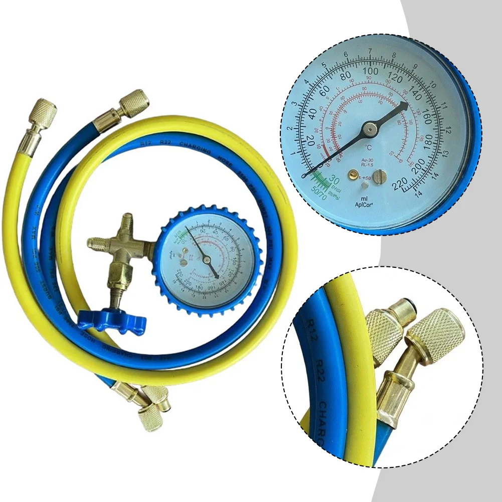 For Air Conditioning Servicing HVAC Manifold Gauge Set Three Way Valve Tool 0-500 PSI Range High Pressure Resistant