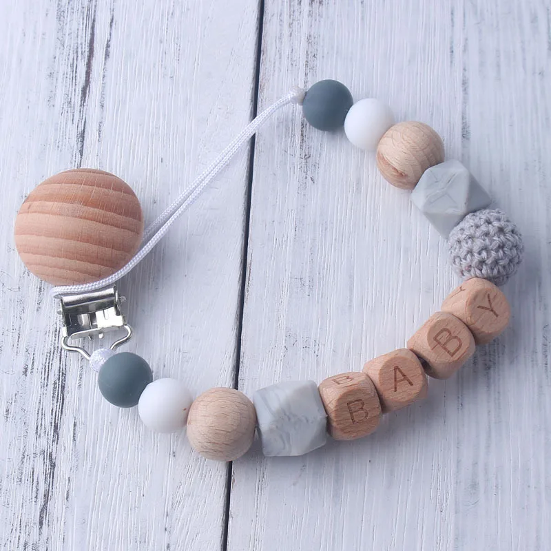 Baby Pacifier Clips Chains Silicone Beads Teethers Dummy Nipple Holder Clip Newborn Teething Toys Accessories