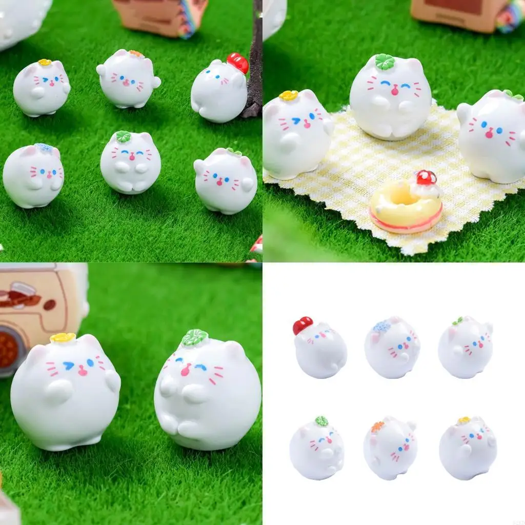 62KD Mini Resin Cats Bulk Tiny Cats Set for Potted Miniature Decoration Garden Dollhouses Decoration Craft Charm Party Toy