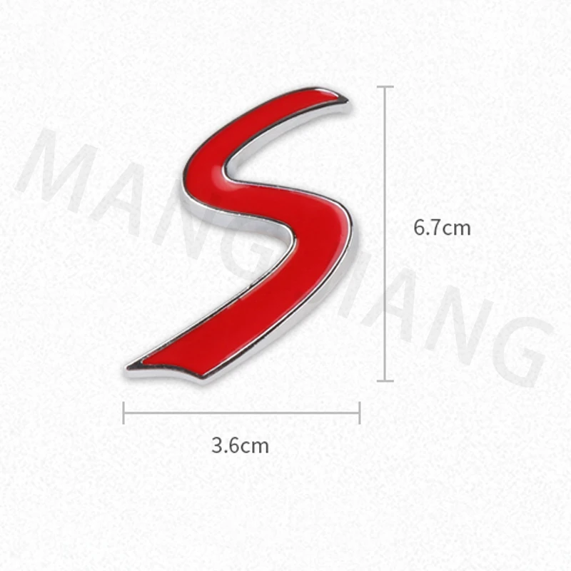 Car 3D Letters Metal S Front Grille Badge Emblem Decals For Mini Cooper R50 R52 R55 R56 R60 F54 F55 Countryman Auto Accessories