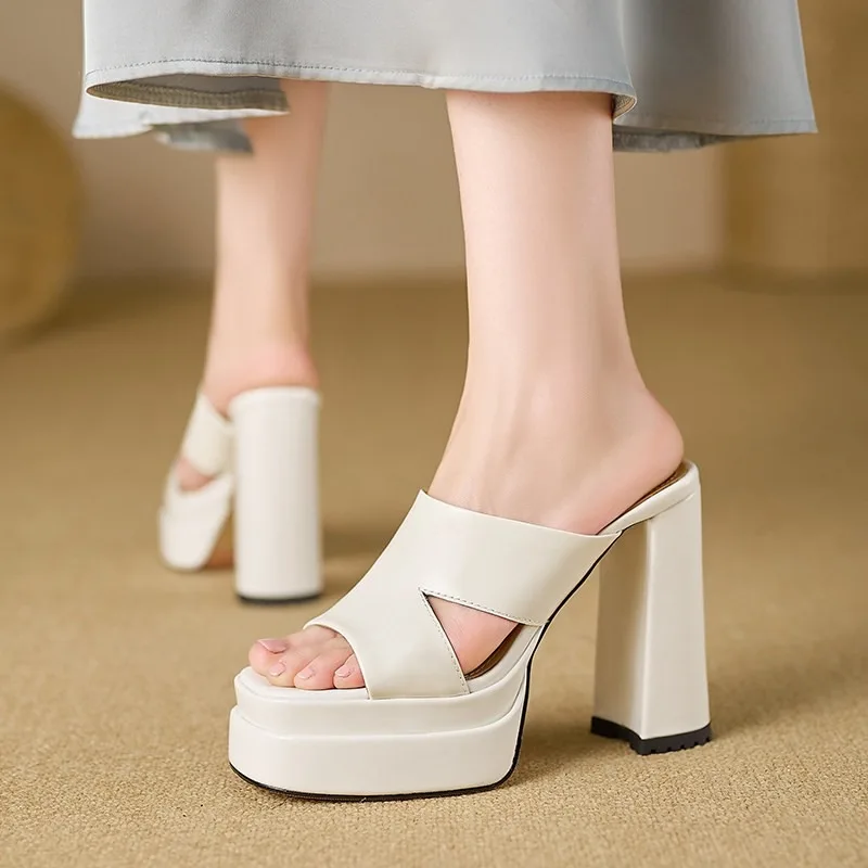 

2026 Summer New Elegant Fashion Casual Sexy Beach Women's Platform High Heels Shoes Open Toe Square Toe on Lady Heeled Sandals