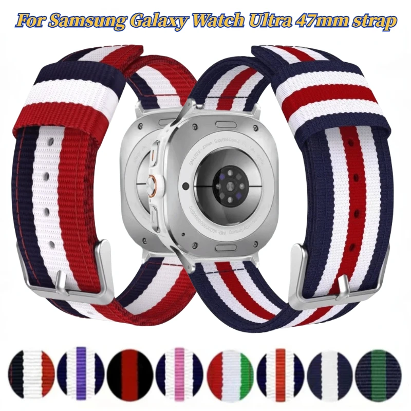 

Холщовый нейлоновый ремешок для Samsung Galaxy Watch Ultra 2025 47 мм, сменный браслет, браслет Galaxy Watch Ultra 47 мм, аксессуары