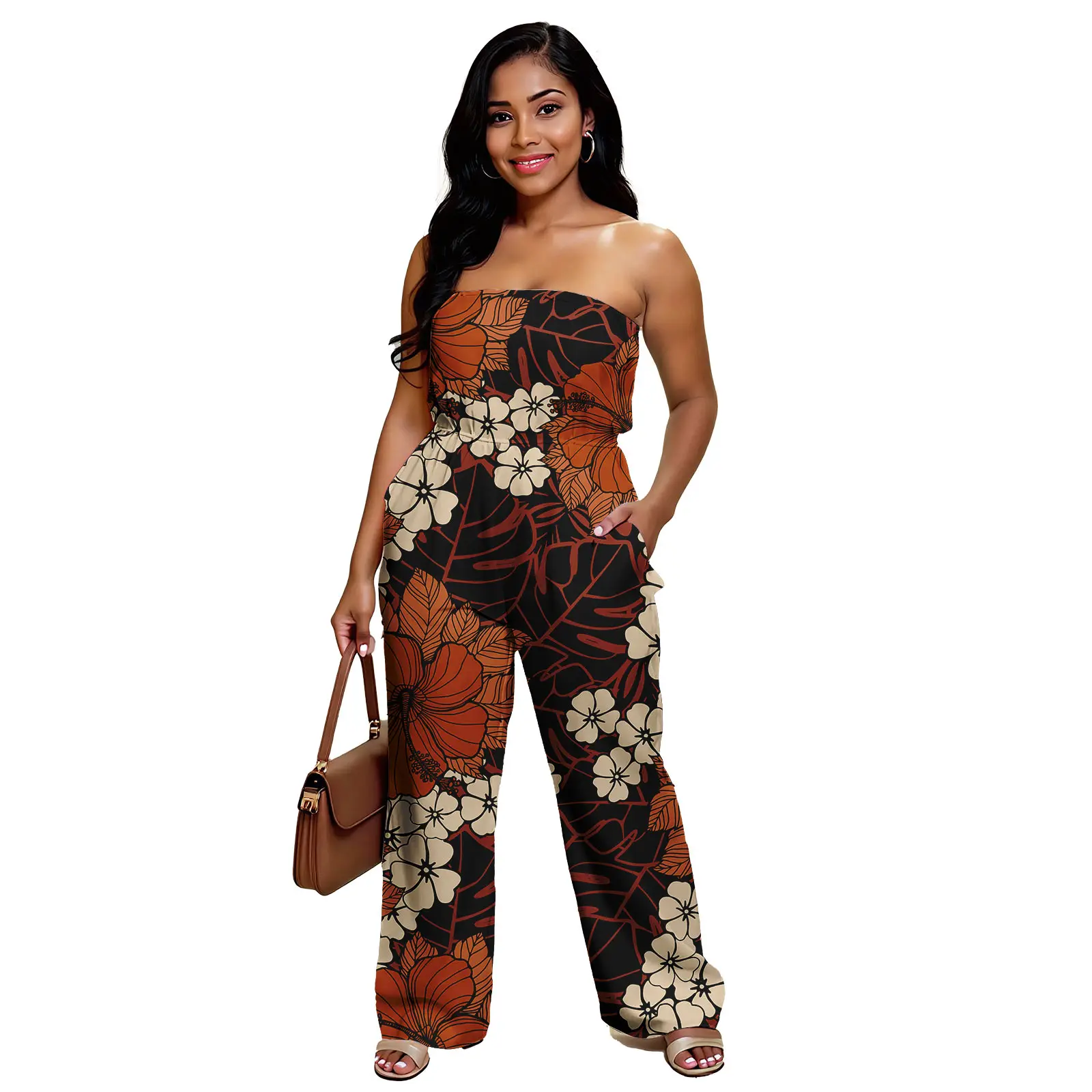 

Модный сексуальный женский цельный комбинезон для выпускного вечера в гавайском стиле с дизайнерским принтом, женские комбинезоны, тонкий комфортный комбинезон