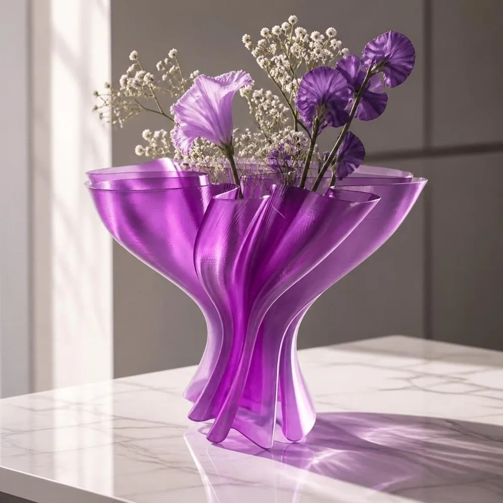 Nordic Style Flower Bouquet Vase 3D Printed Creative Desktop Ornament Irregular Modern Art Flower Display Container Office