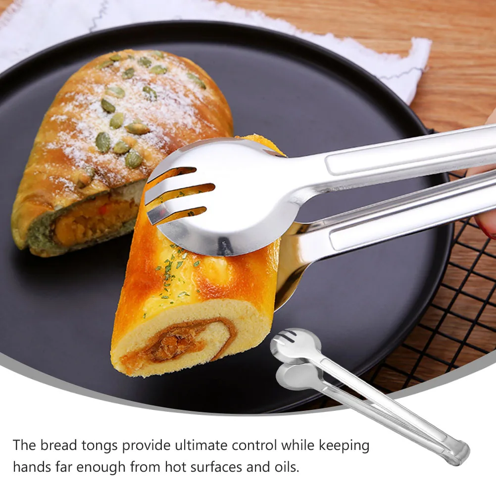 Pinzas para alimentos de acero inoxidable, Clips de servicio de cocina de alta resistencia para parrillas de alas de pollo, ensaladas, fideos y pan, 4 Uds.