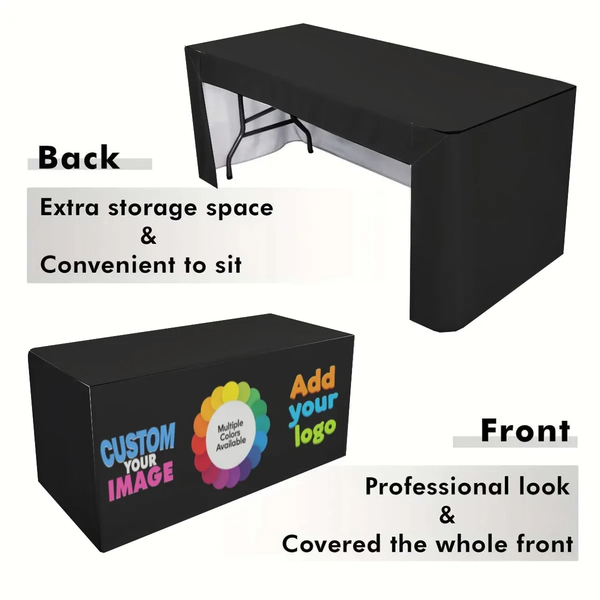 Multi-Size Custom Logo Stretch Tablecloths, Suitable for Hotels, Banquets, Wedding Exhibitions and Counter Decorations