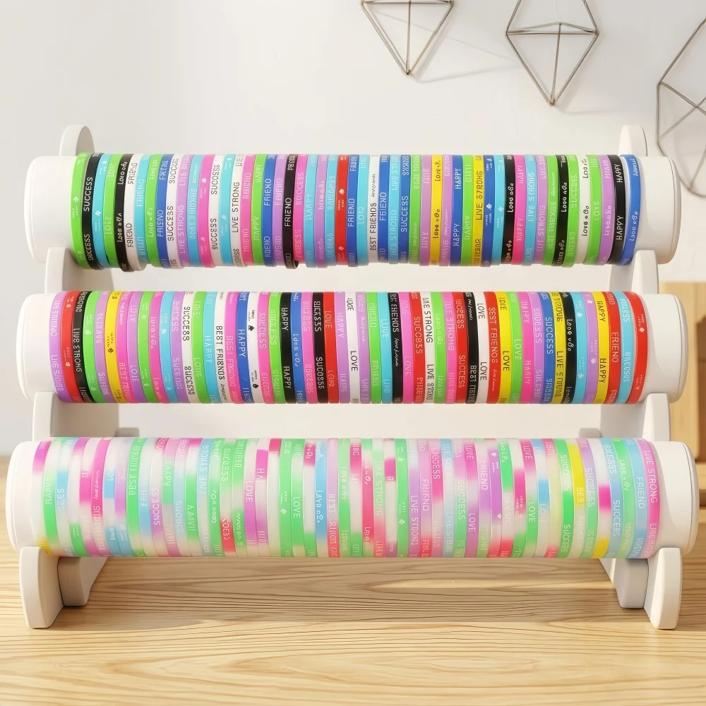 20/30/50/100Pcs/Lot Fashion Leisure Glow Elastic Silicone Bracelets For Women Men Mix Color Jewelry Party Accessories Wholesale