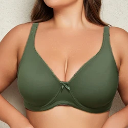 BEAUWEAR Underwire Bra for Big Breast Female Plain Plus Size Bras for Women Thin Unlined Underwear 0XL-5XL