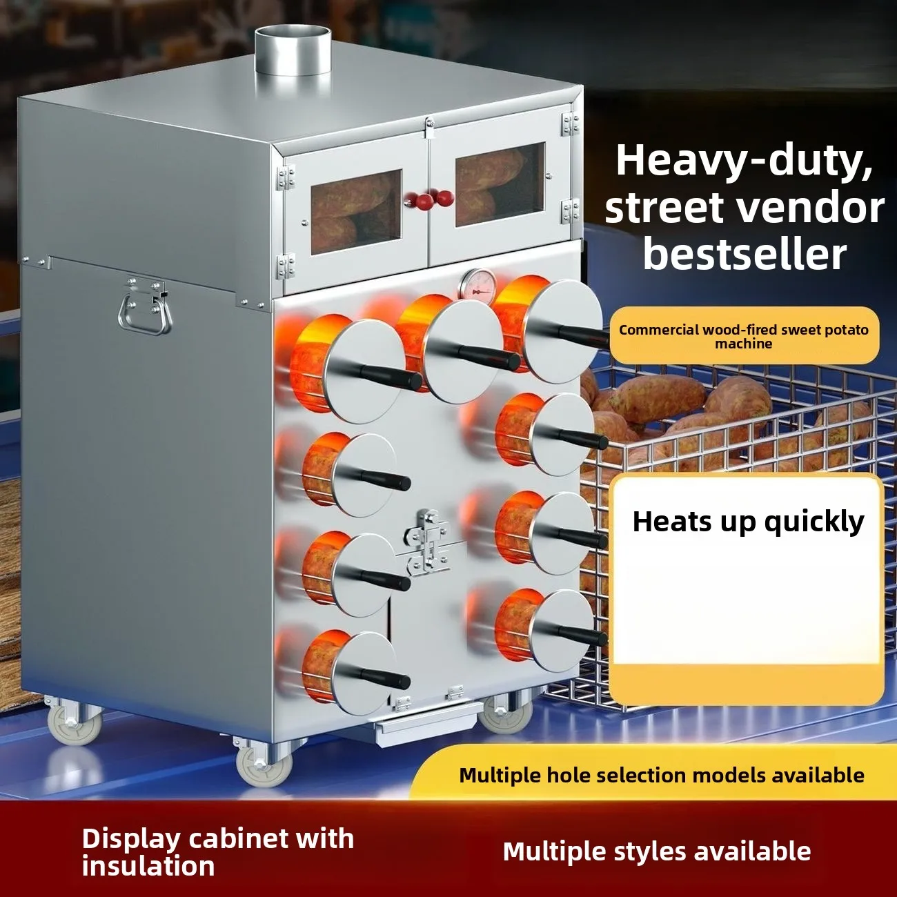 For Commercial Firewood Roasted Sweet Potato Machine Gas Oven for Stall Rock Sugar Corn Stove Free Shipping
