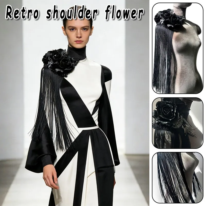 

50cm Vintage Shoulder Flower Tassel Accessory Dance Headwear Outfit Decorative Performance Party Wear Party Clothing Accessories