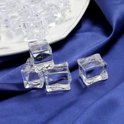 Selens 25mm Clear Acrylic Fake Ice Cubes Square Artificial Crystal Gems for Photography Props Wedding Party Food Display Decor
