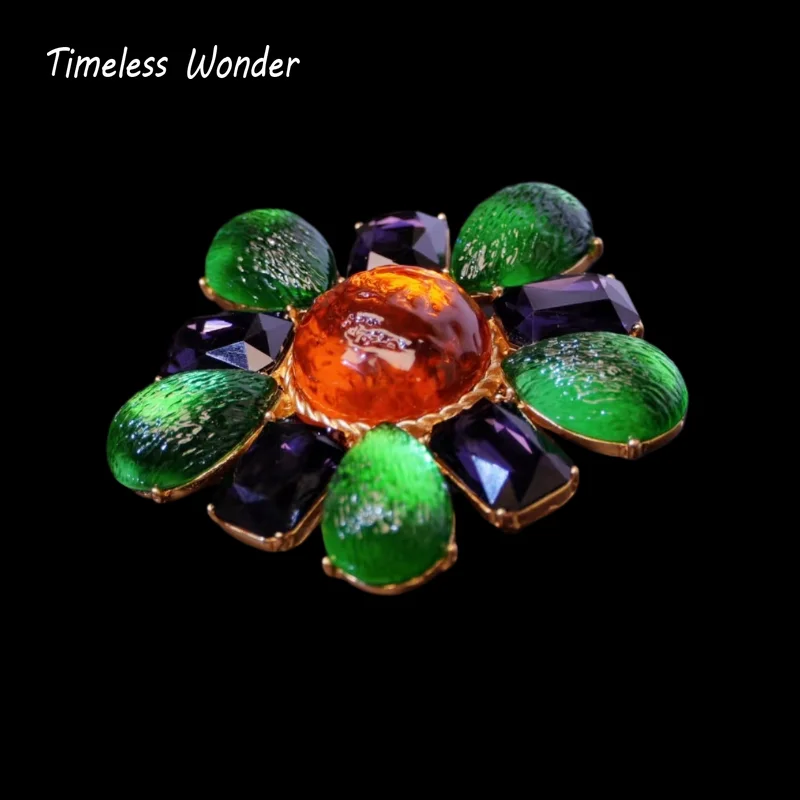 Timeless Wonder Fancy Crystal Glass Floral Brooch Pins for Women Designer Jewelry Top Trendy Rare Gift Classy Style Heavy 7523