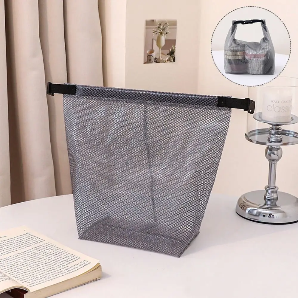 Mesh Cosmetic Container Lightweight Portable Travel Toiletry Bag Large Capacity Handle Lipstick Makeup Organizer