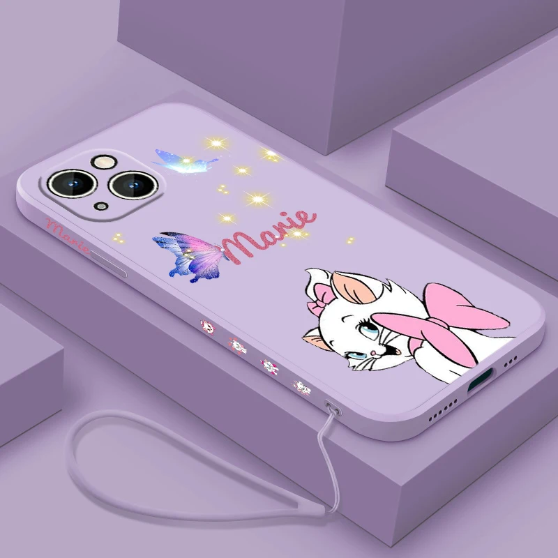 Disney Marie kot dla Apple iPhone 15 14 13 12 11 XS XR X 8 7 Pro Max Plus Mini etui na lewą linę