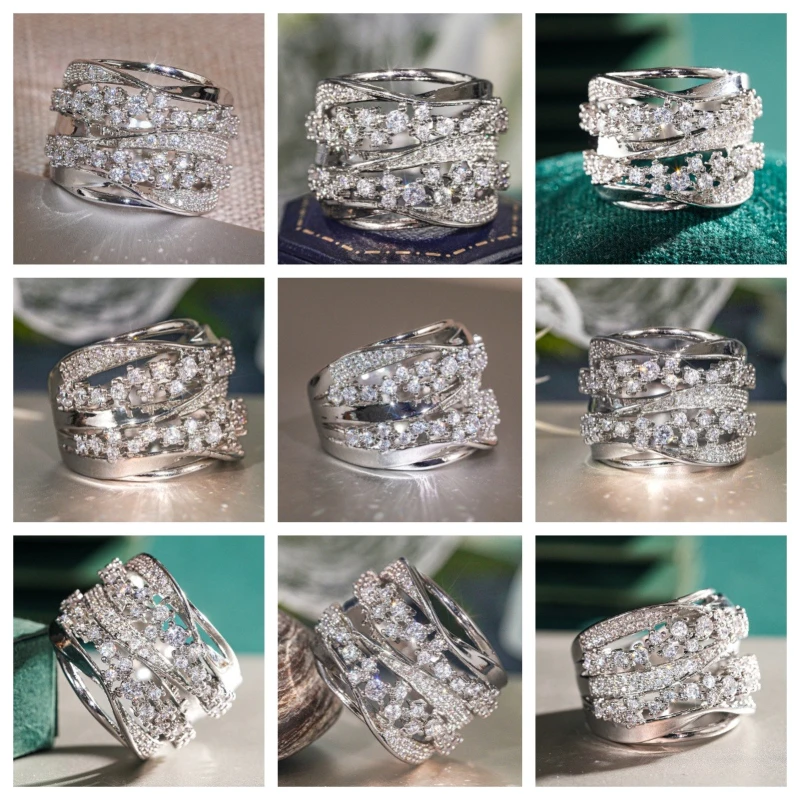 Transparent and Fully Inlaid Zircon Sparkling Jewelry, European and American Elegant Heavy Industry Fashionable High-end Jewelry
