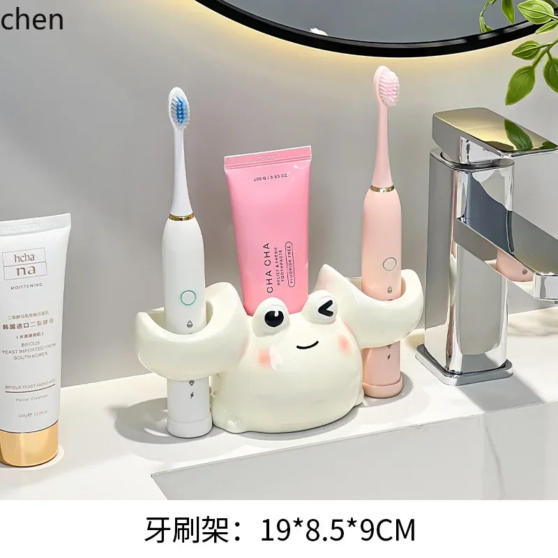 

Zml ceramic electric toothbrush holder shelf bathroom vanity organizer