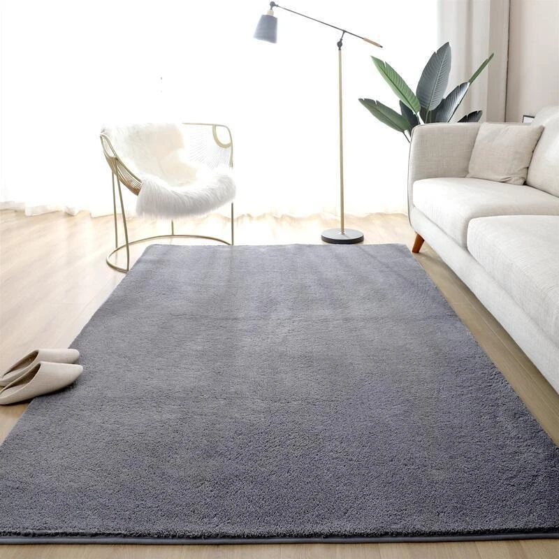 

Minimalism Decoration Living Room Carpet Solid Color Plush Thickening Bedroom Bedside Rugs Lounge Children Tatami Non-slip Mat