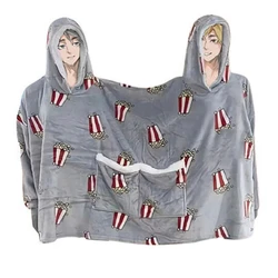 Popcorn Double Pajamas,Niche Design, Warm And Intimate One-Piece Home Clothes, Drama Blanket Durable Gray