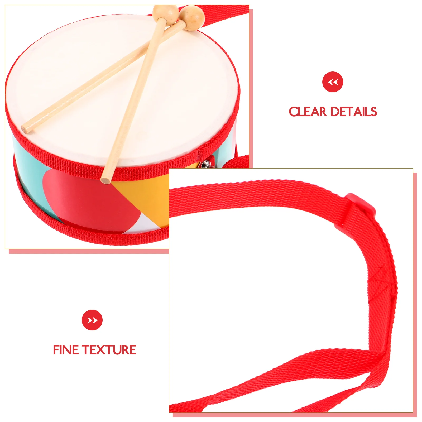 

Double Sided Snare Drum Kids Toddler Baby Drums Geometry Durable Percussion Instrument Fine Motor Skills Coordination