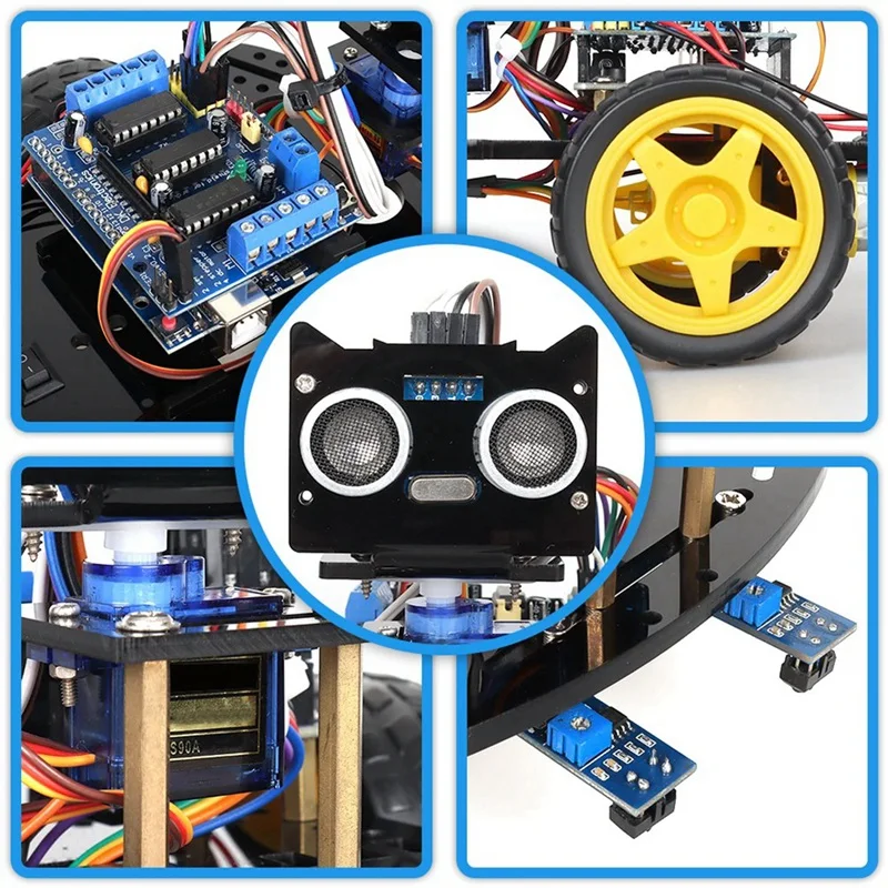 Kits de carro robô inicial 2wd para projeto de programação arduino com rastreamento de linha e kit educacional para evitar obstáculos