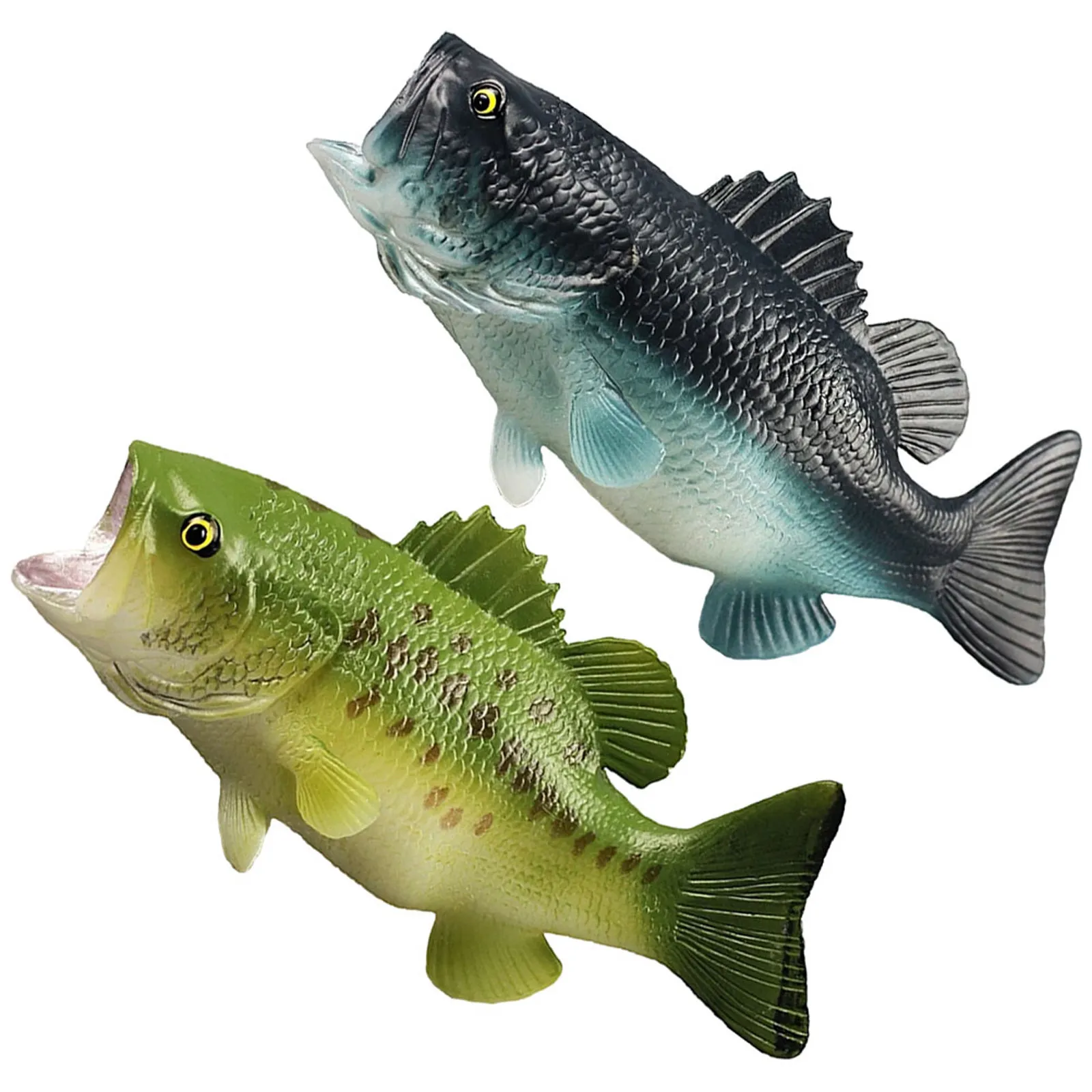 

2Pcs Bass Fish Simulation Animal Plastic Imitation Large Mouth Bass Realistic Decorative Educational Fish Figures for Kids Home