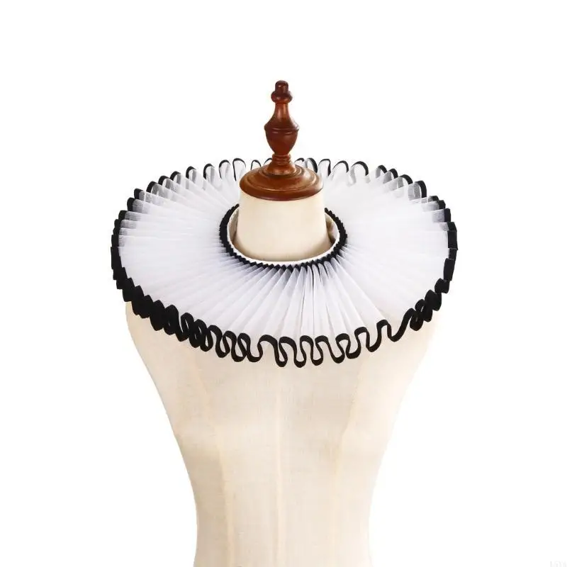 ياقة L5YA مزخرفة مكشكشة قابلة للإزالة للمناسبات الخاصة والحفلات التنكرية