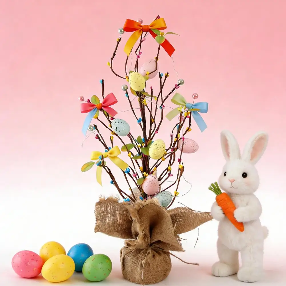 

Dining Table Spring Decor Easter Egg Tree with Led Lights Spring Holiday Centerpiece Artificial Egg Decoration Tabletop Display
