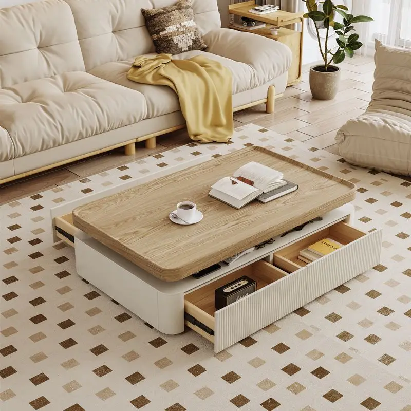 Coffee table cream style log home living room simple modern coffee table TV cabinet combination set 2024 new coffee table
