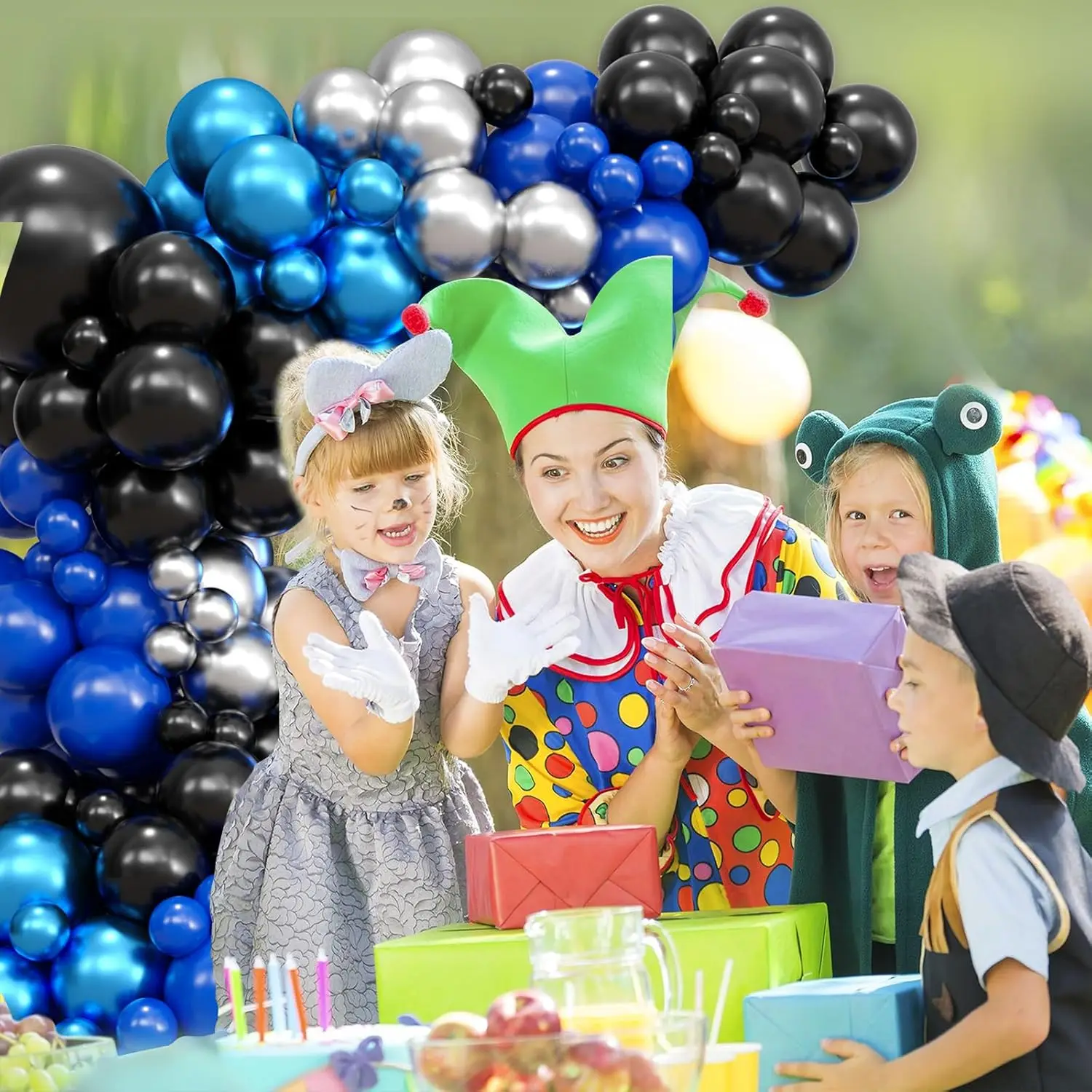 125PCS Blue Black Balloons Garland Arch Kit Blue Silver Metallic Balloons Birthday Party Baby Shower Graduation Party Decoration