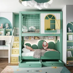 Children's furniture solid wood bunk bed two floors of boys' mother bed high and low mother-child high guardrail