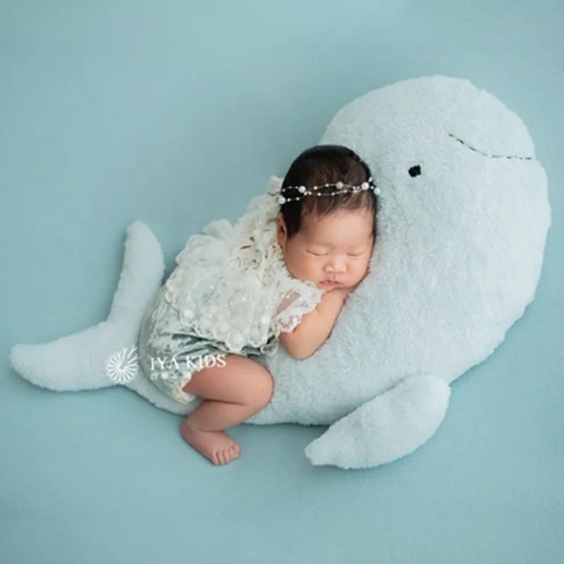 Newborn Photography Clothing Backdrop Girl Baby Photo PropsAccessories Whale Plush Toy Decor Studio Infant Shoot Clothes Outfits