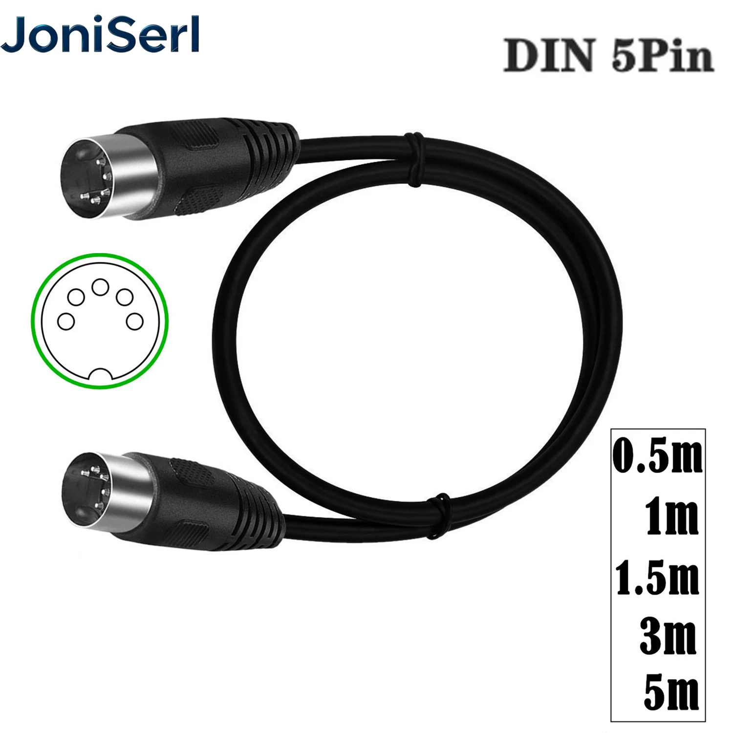 MIDI Cable, 5 Pin DIN Male to Male Cord for Keyboard for Keyboards, Synthesizers, Drum Machines, Controllers,and Midi Interfaces