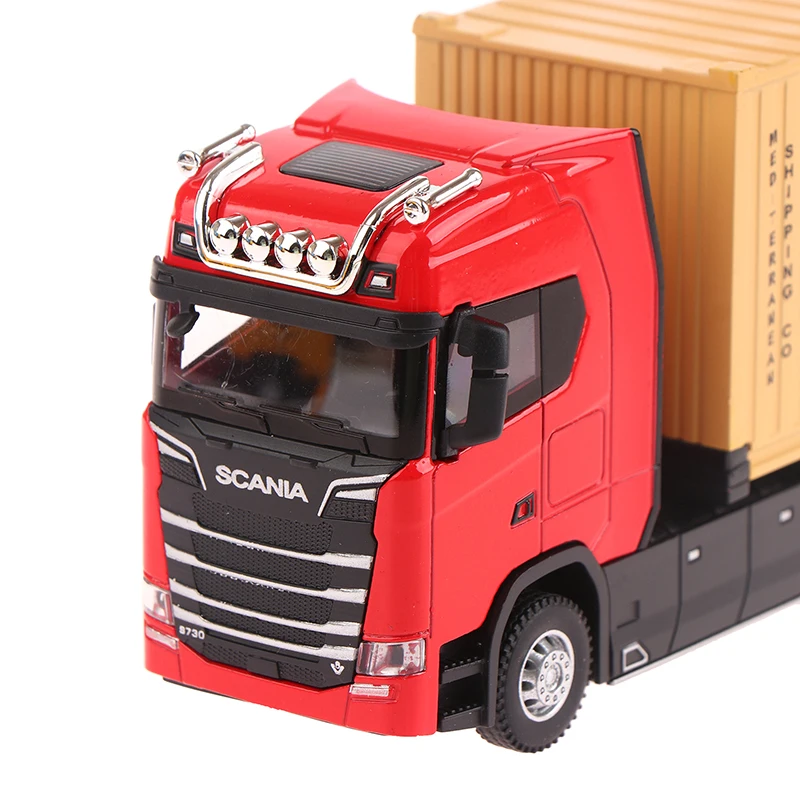 1:36 Diecast Alloy Truck Head Model Toy Container Truck Pull Back With Light Engineering Transport Vehicle Boy Toys For Children