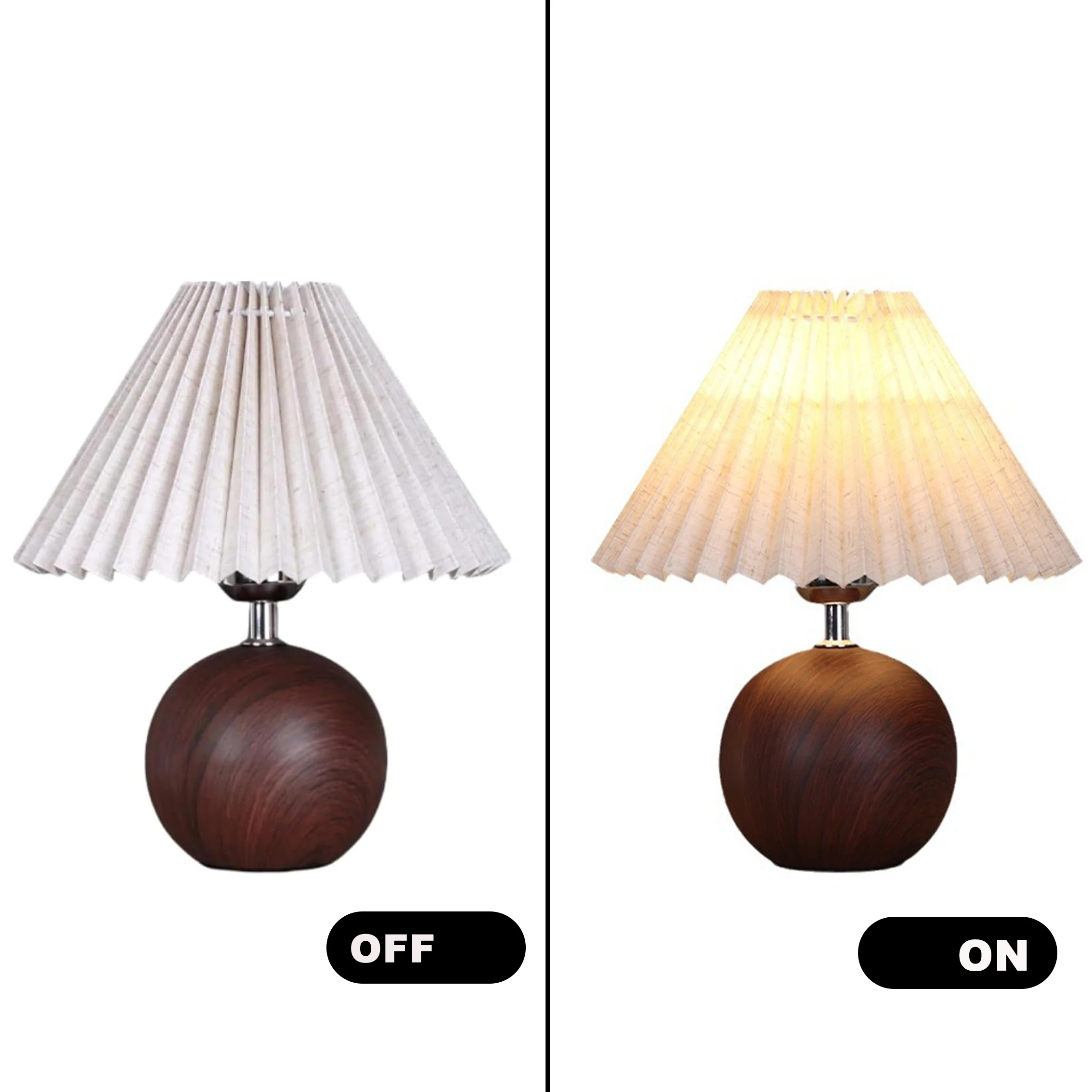 โคมไฟตั้งโต๊ะ LED Nordic จีบผ้า EU ปลั๊กสําหรับห้องนั่งเล่นห้องนอนตกแต่งบรรยากาศไม่รวมหลอดไฟ