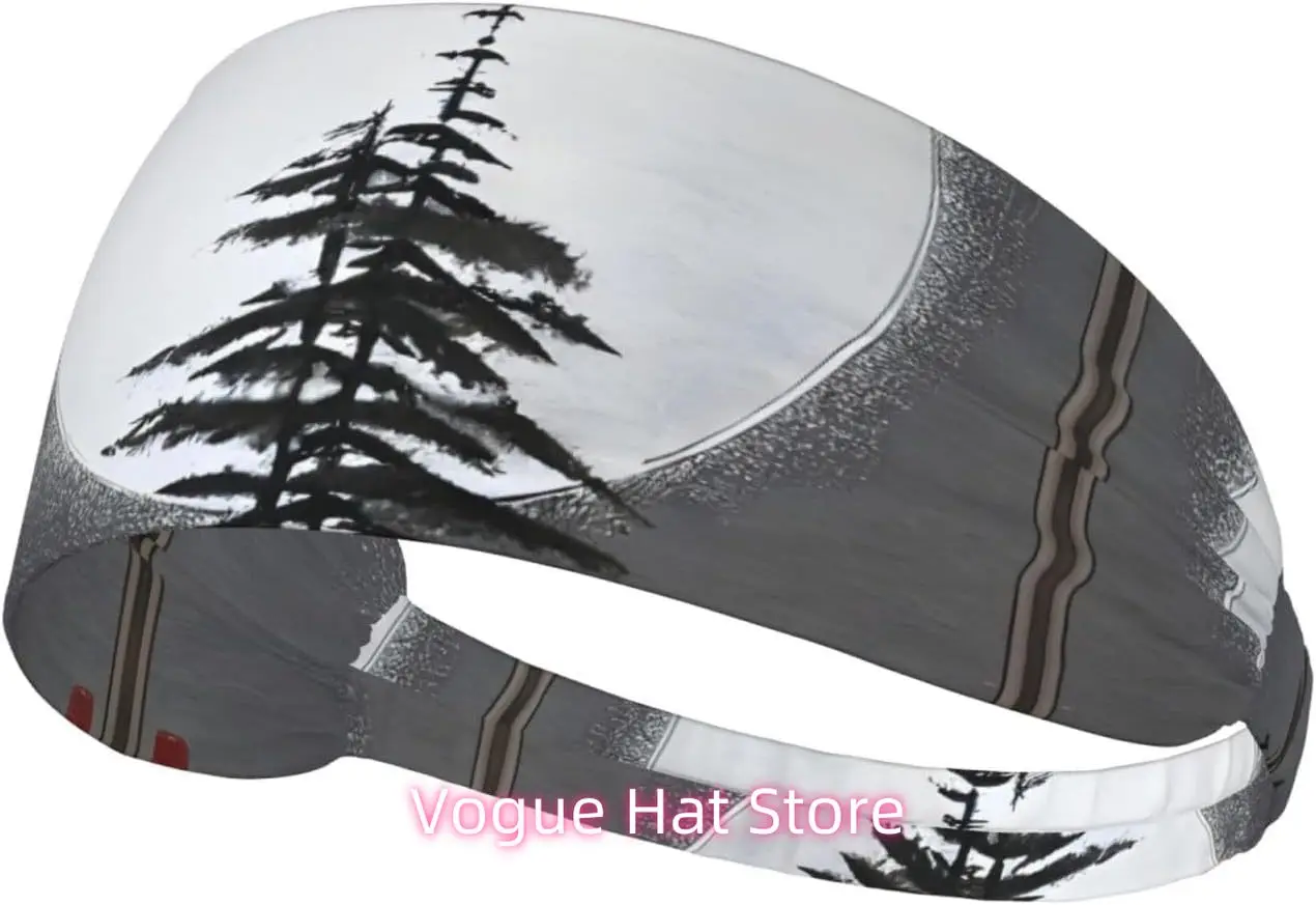 

Elastic Exercise Headband, Outdoor Sports Elastic Headband, Fitness, Yoga, Running, Cycling Moon Pine Tree Pattern