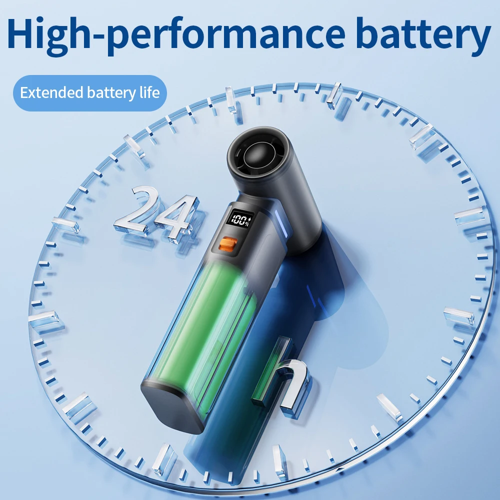 600000 RPM Turbo jet fan 100 Gear Speed Wind USB Rechargeable High Speed Cooling Fan Digital Power & Speed Display Portable Hand
