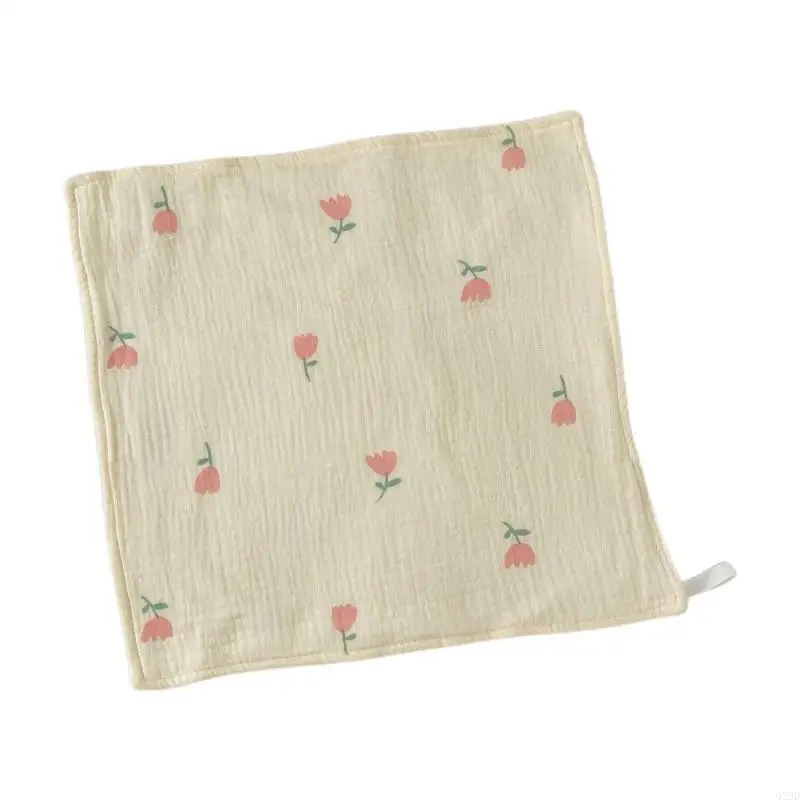 

Q22D Cotton Face Towel Cartoon Baby Muslin Burping Cloth Newborn Square Towel 6-layer