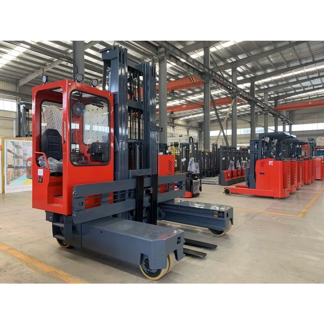 Wide Body Multi-directional Electric Reach Forklift Multi Modes Side Straight Spin In-place Long Load Warehouse Stacker