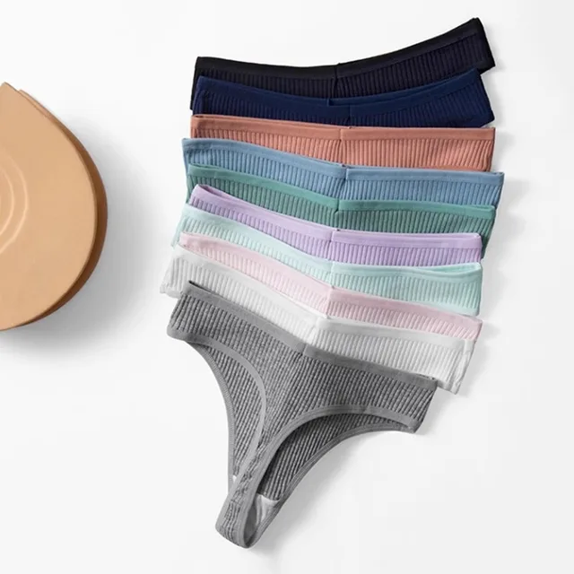 10 szt. Damskie majtki typu stringi, modny zestaw, nowe, w paski, miękka bawełniana bielizna, seksowna bielizna, sportowe, oddychające, wygodne stringi