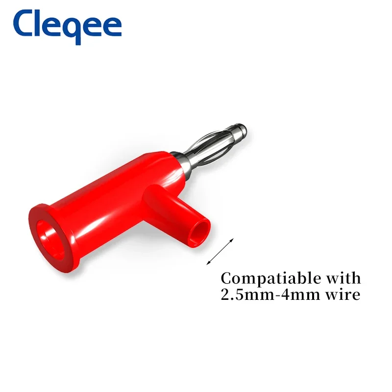 Cleqee P10028 10PCS 4mm Banana Plug Copper Right Angle Electrical Connector Adaptor Screw Locking 5 Colors