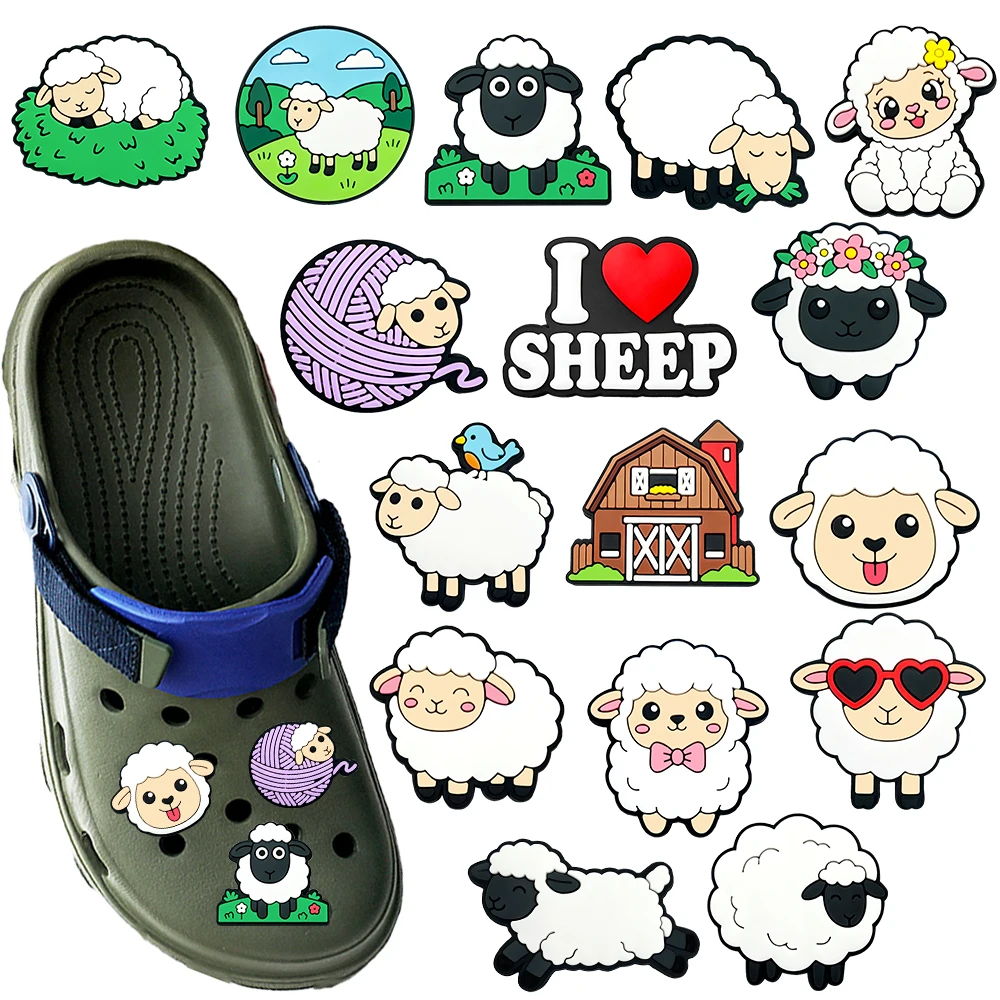 New 16-100pcs Cartoon Soft And Adorable Little Lamb Series PVC Shoe Accessories DIY Detachable Waterproof  Fashion Decorations