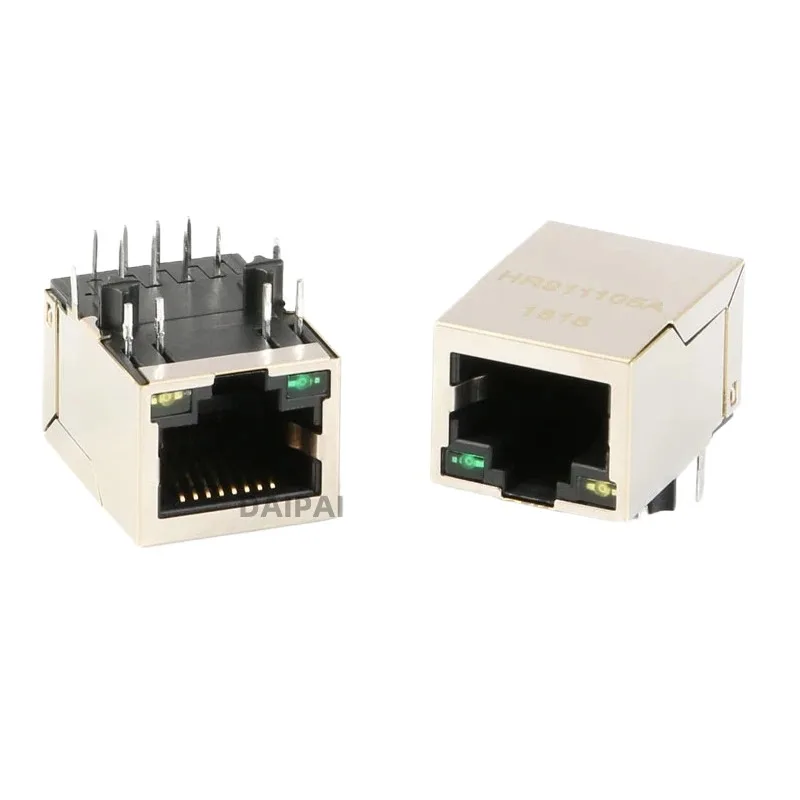 (50Pcs/Lot) 100% New original HR911105A RJ45 socket - with LED light network isolation transformer filter